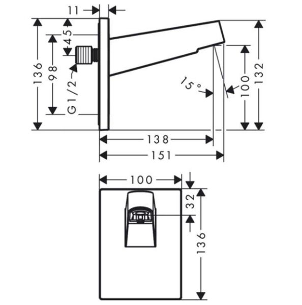Hansgrohe Pulsify Duvar Bağlantısı Tepe Duşu 260 için - 24149000