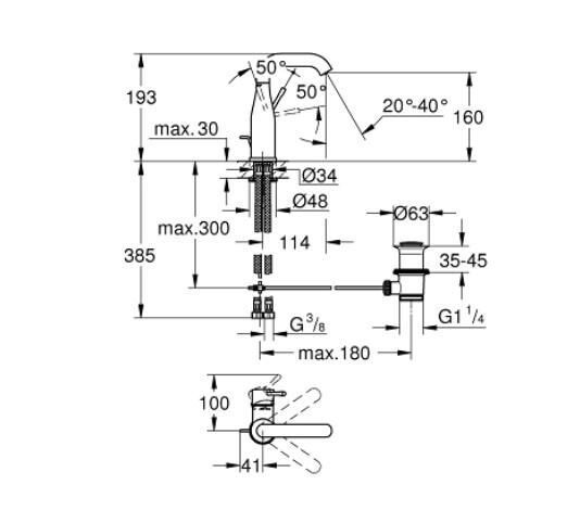 Grohe Essence Tek Kumandalı Lavabo Bataryası 1/2'' M-Boyut - 24173DA1