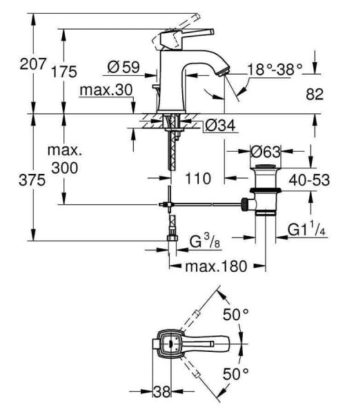 Grohe Grandera Tek Kumandalı Lavabo Bataryası - 23303IG0