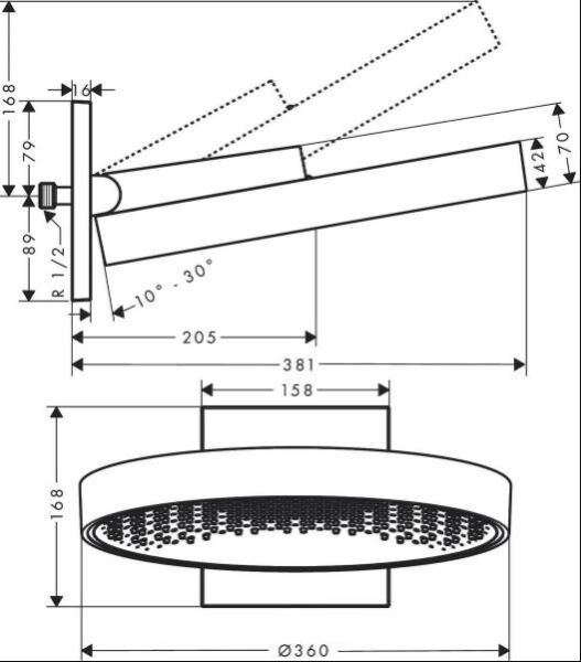Hansgrohe Rainfinity Tepe Duşu 36cm Mat Siyah - 26230670