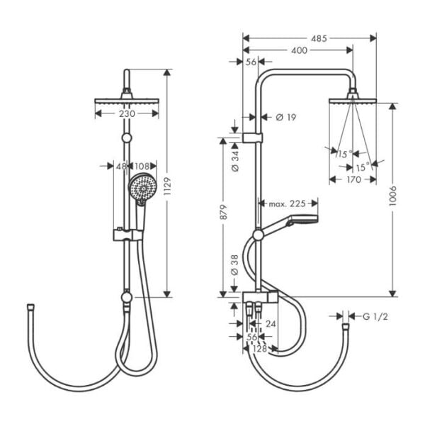 Hansgrohe Vernis Shape Duş Kolonu 230, 1Jet Reno, Ecosmart - 26289670