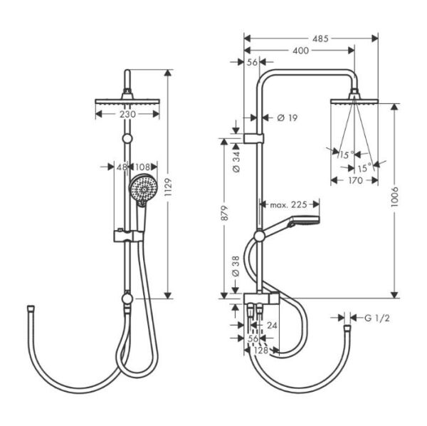 Hansgrohe Vernis Shape Duş Kolonu 230, 1Jet Reno, Ecosmart - 26289670