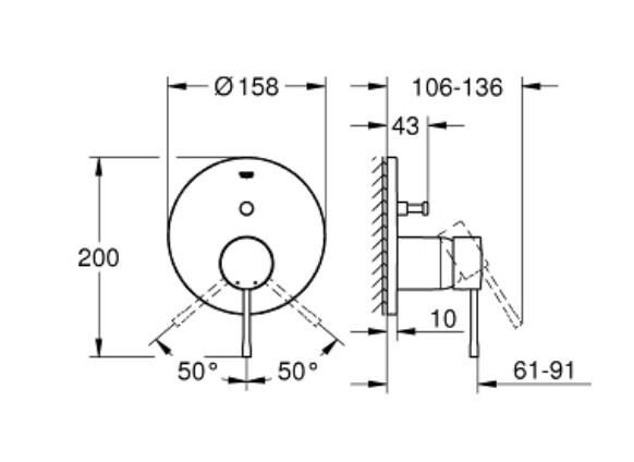 Grohe Essence 2 Yollu Yön Değiştiricili Tek Kollu Banyo Bataryası - 24167DA1