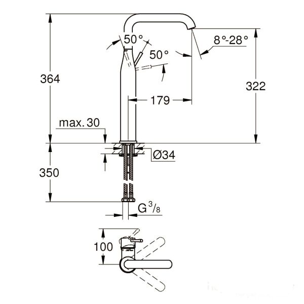 Grohe Essence New Tek Kumandalı Çanak Lavabo Bataryası - 32901001