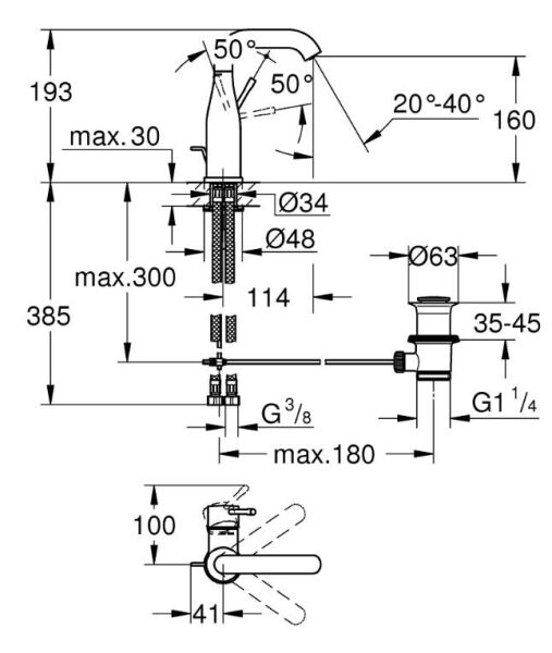 Grohe Essence Tek Kumandalı Lavabo Bataryası M-Boyut - 24173A01