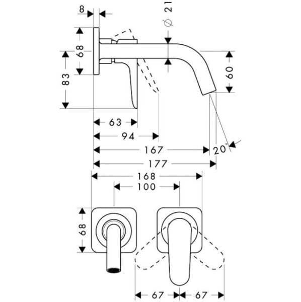 Hansgrohe Axor Citterio M Tek Kollu Lavabo Bataryası 167mm Gaga Krom - 34113000