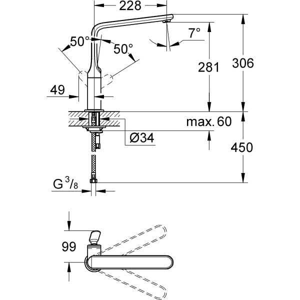 Grohe Veris Tek Kollu Eviye Bataryası 32198000
