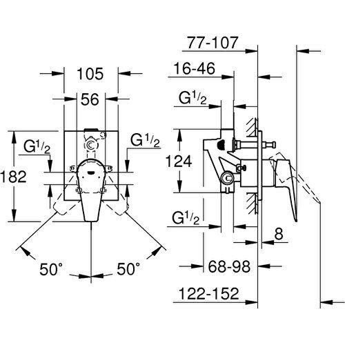 Grohe Bauedge Tek Kumandalı Banyo Bataryası - 29353001