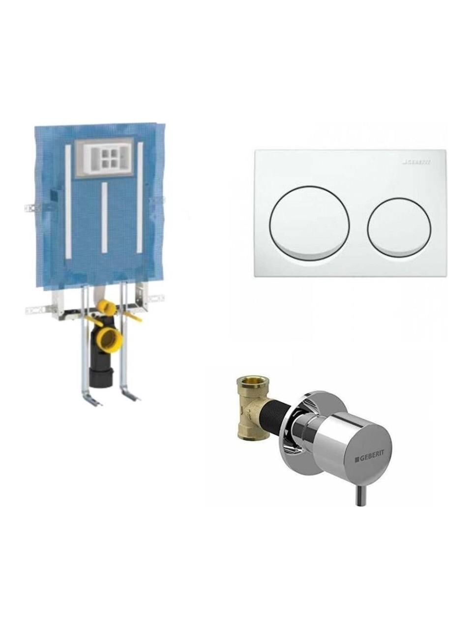 Geberit Alpha Kombifix Duvariçi Gömme Rezervuar Seti 8cm + Beyaz Kapak