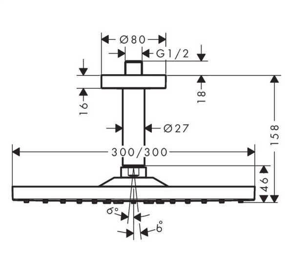 Hansgrohe Raindance E 300 1jet Tep.duş. Tav. Bağ. 100 Mat Siyah