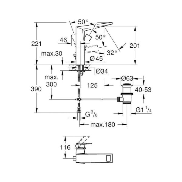 Grohe Allure Brilliant Tek Kumandalı Lavabo Bataryası - 23109000