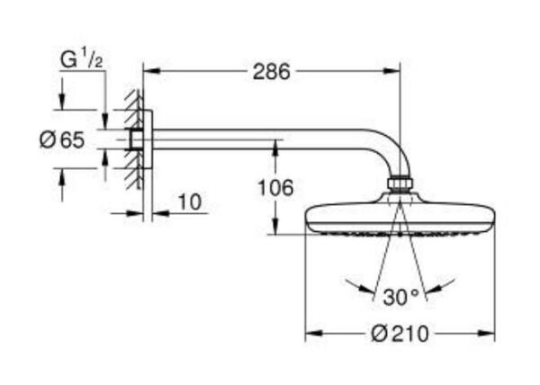Grohe Tempesta 210 Tek Akışlı Tepe Duşu Seti 286 mm - 1022182430