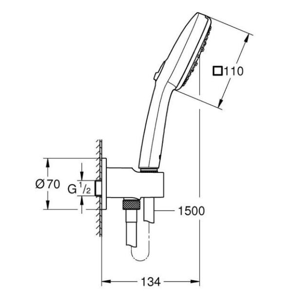 Grohe Tempesta Cube 110 Duvar tutucu seti 3 sprey (Yağmur, Jet, Masaj) - 269102433