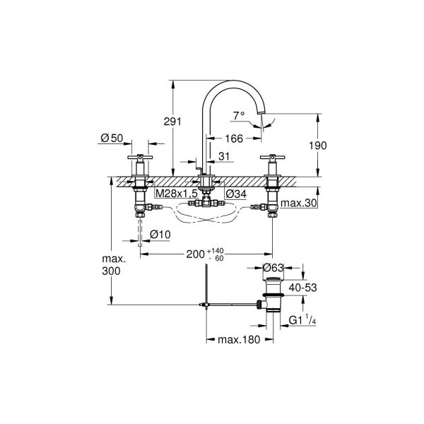 Atrio 3 Delikli Lavabo Bataryası 1/2″ M-Boyut 20008AL3