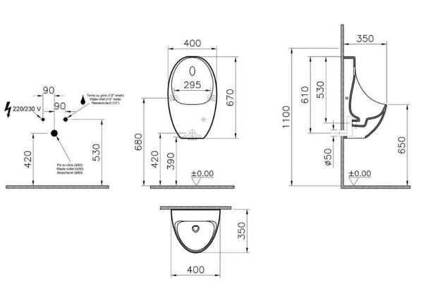 VitrA Arkitekt Pisuvar - 5999B003-5556