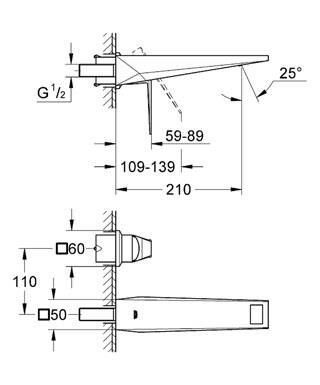 Grohe Allure Brilliant İki Delikli Duvardan Lavabo Bataryası - 19783000