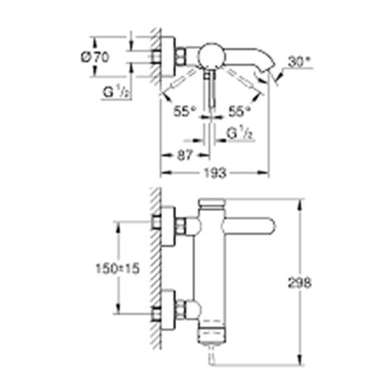Grohe Essence New Banyo Bat., Polished Nickel 33624BE1