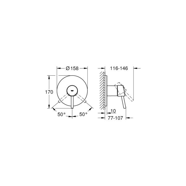Grohe Concetto Ankastre Duş Bataryası 1 çıkışlı- 24053001