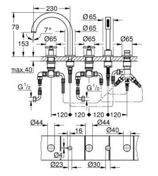 Grohe Atrio 5 Delikli Ankastre Küvet Bataryası (Sıva Üstü Grubu) - 29408AL0
