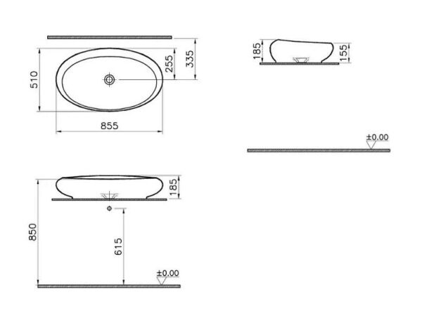 VitrA İstanbul Oval Çanak Lavabo 85 cm - 4446B403-0016