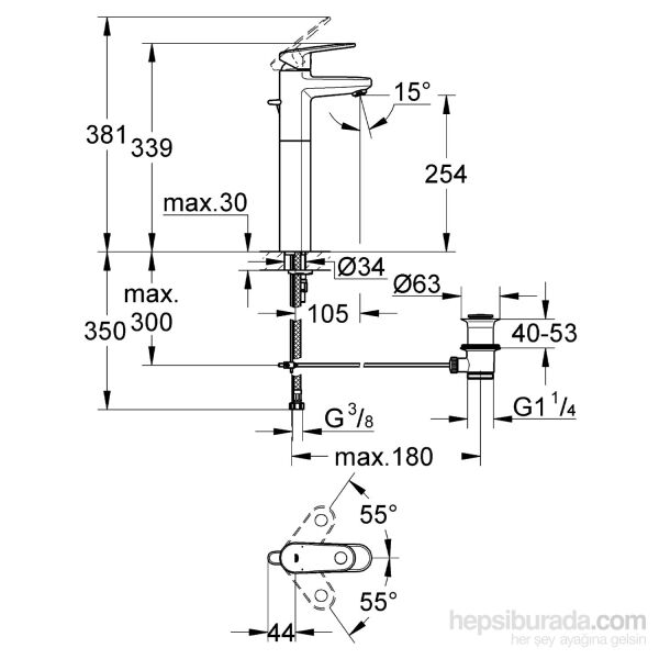 Grohe Europlus Tek Kumandalı Çanak Lavabo Bataryası - 32618002
