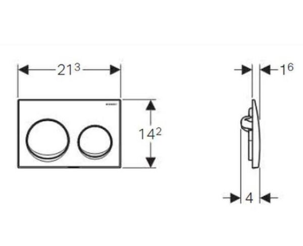 Geberit - Kumanda Kapaklı Alfa10 Çift Basmalı Mat Krom 115.040.46.1