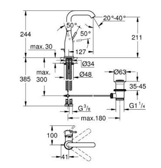 Grohe Essence Tek Kumandalı Lavabo Bataryası 1/2'' L-Boyut - 24174DA1