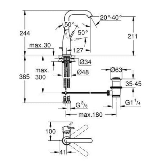 Grohe Essence Tek Kumandalı Lavabo Bataryası 1/2'' L-Boyut - 24174DA1