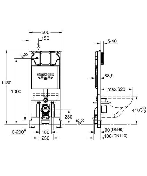 Grohe Rapid SL Alçıpan Tipi 3'lü Gömme Rezervuar Seti