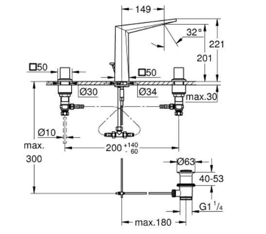 Grohe Allure Brilliant Üç Delikli Lavabo Bataryası 1/2'' L-Boyut - 20627AL0