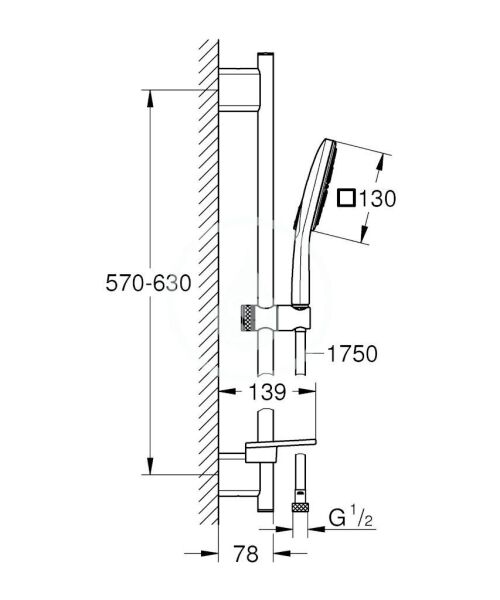 Grohe Rainshower Smartactive 130 Cube Sürgülü Duş Seti - 26584LS0
