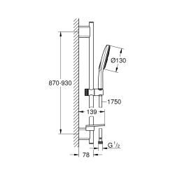 Grohe RAİNSHOWER SMARTACTİVE 130 SÜRGÜLÜ DUŞ SETİ 3 AKIŞLI - 26548000