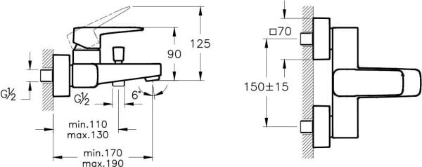Artema Root Square Banyo Bataryası , krom