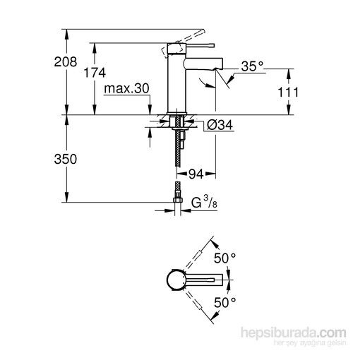 Grohe Essence New Tek Kumandalı Lavabo Bataryası S-Boyut - 34294001