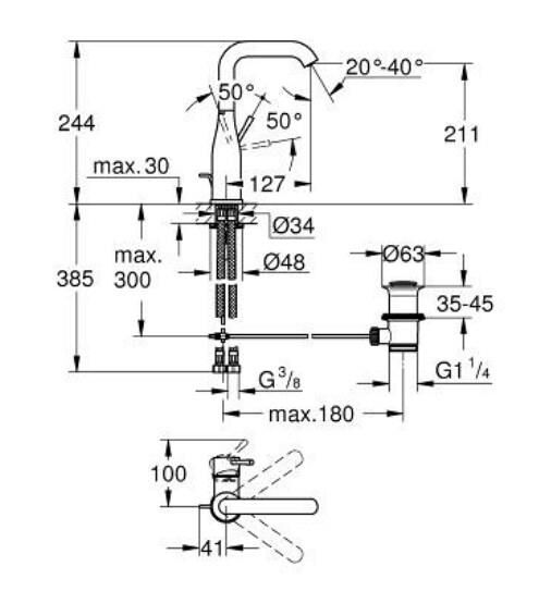 Grohe Essence Tek Kumandalı Lavabo Bataryası 1/2'' L-Boyut - 24174GL1