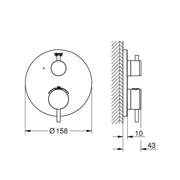 Grohe Ankastre Termost. Duş Bat. 1 Çıkışlı Atrio Krom - 24134003
