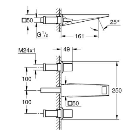 Grohe Allure Brilliant Üç Delikli Lavabo Bataryası 1/2'' M-Boyut - 20628000