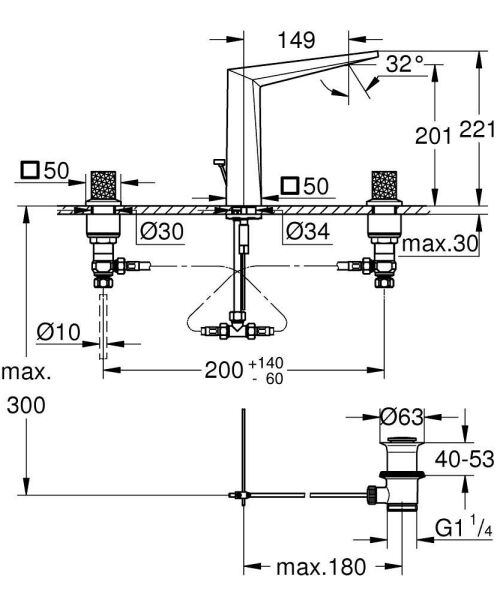 Grohe Allure Brilliant Private Collection 3 Delikli Lavabo Bataryası L Boyut - 20667000