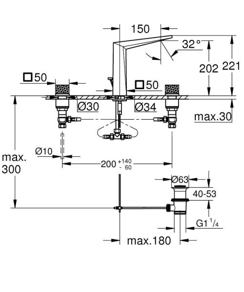 Grohe Allure Brilliant Private Collection 3 Delikli Lavabo Bataryası L Boyut - 20670000
