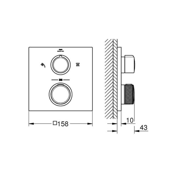 Grohe 2 YOLLU BAŞ DUŞU/EL DUŞU İLE GİZLİ MONTAJ İÇİN ALLURE TERMOSTATIK - 29181DL2