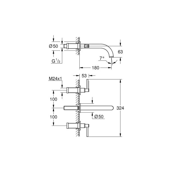 Grohe Atrio 3 Delikli Lavabo Bataryası 1/2″ S-Boyut 20169003