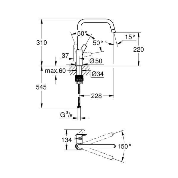 Grohe Eurosmart Tek Kumandalı Eviye Bataryası - 30567000