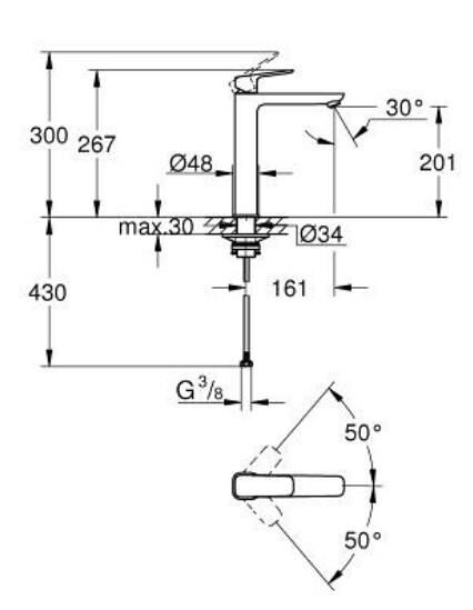 Grohe Cubeo Tek Kumandalı Lavabo Bataryası XL-Boyut - 1017292430