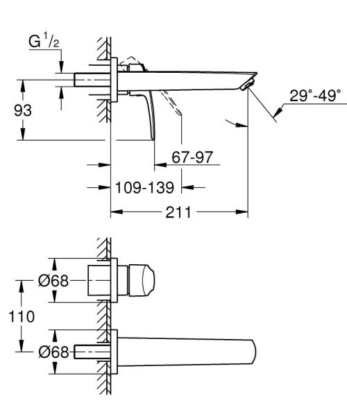 Grohe Eurosmart İki Delikli Lavabo Bataryası M-Boyut Mat Siyah - 293382433