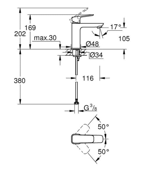 Grohe Cubeo Lavabo Bataryası 1/2'' M-Boyut - 1017552430