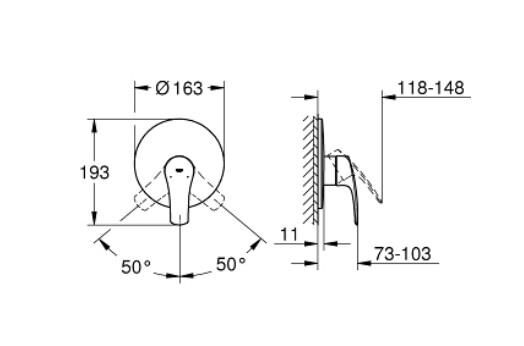 Grohe Eurosmart Ankastre Duş Bataryası Mat Siyah - 194512433