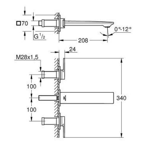 Grohe Allure Üç Delikli Lavabo Bataryası 1/2'' M-Boyut - 20193DL2
