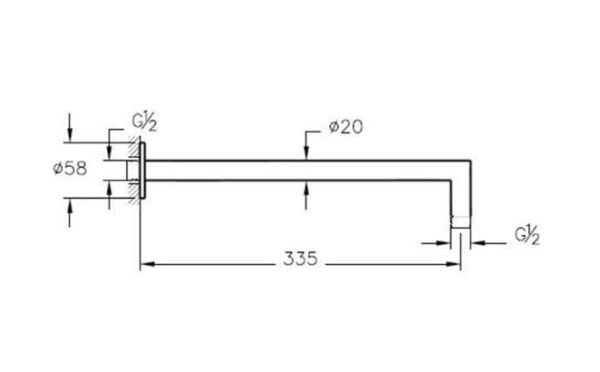 Vitra Duş Dirseği 90 derece -Duvardan, krom