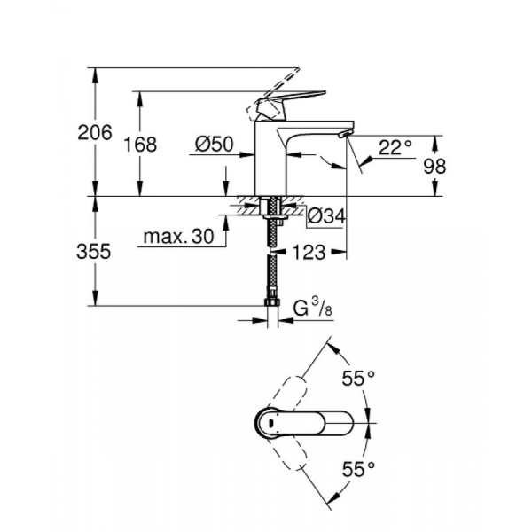 Grohe Eurosmart Cosmopolitan Lavabo Bataryası M - Boyut 23327KW0