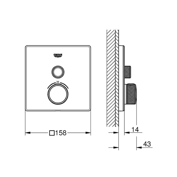 Grohe Ankastre Term. Banyo Bat. 1 Çık. S.Control Kr/Byz- 29153LS0